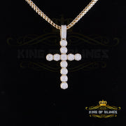 King Of Bling's Yellow Sterling Silver Charm 2.0ct VVS D Moissanite Cross Pendant Men's & Women KING OF BLINGS