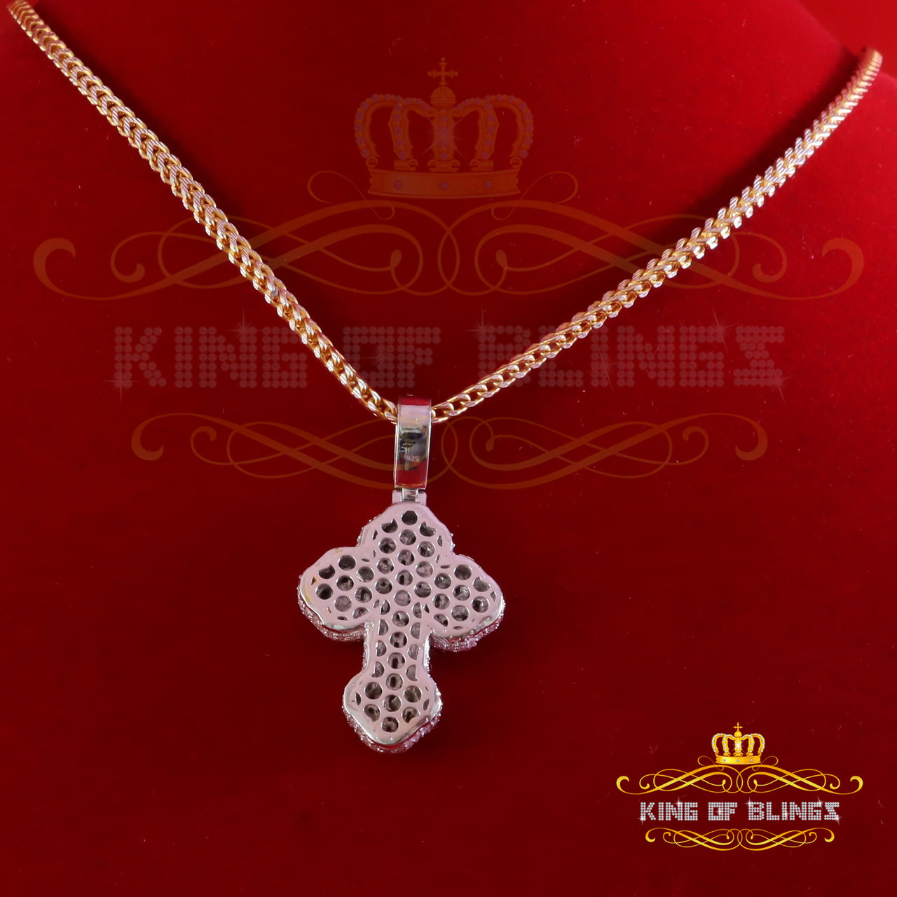 King Of Bling's New Yellow Buttony Cross 925 Silver 4.50ct VVS D Moissanite Pendant Men's/Womens KING OF BLINGS