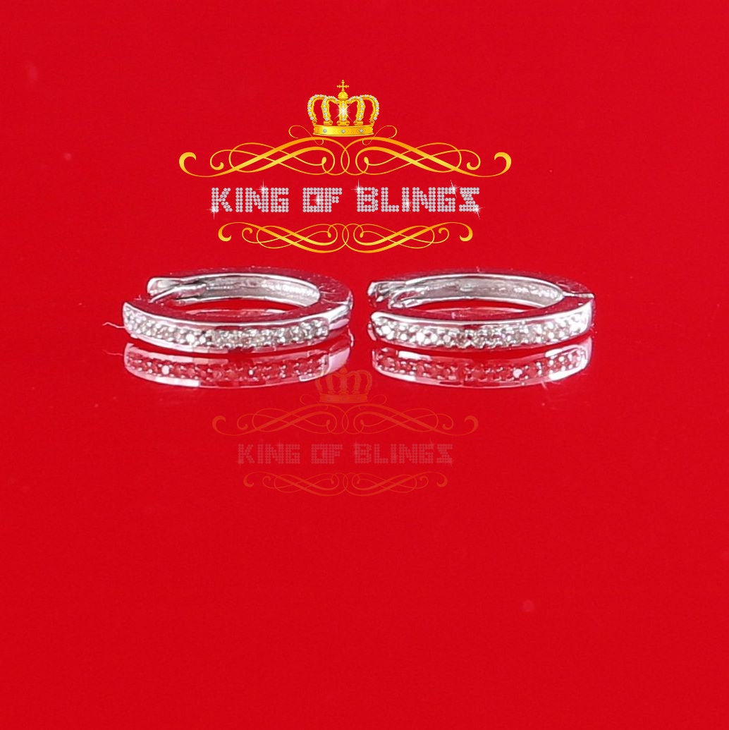 0.10ct Diamond 925 Sterling Silver White Hoop Stud Earrings For Men's / Women's KING OF BLINGS
