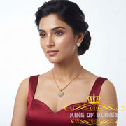 King of Bling's 925Yellow Silver 0.50CT Diamond Double-Layer Concentric Heart Pendant&EarringSet King of Blings