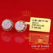 King of Blings-0.08ct Diamond 925 Sterling Yellow Silver for Men's & Womens Stud Crown Earrings KING OF BLINGS