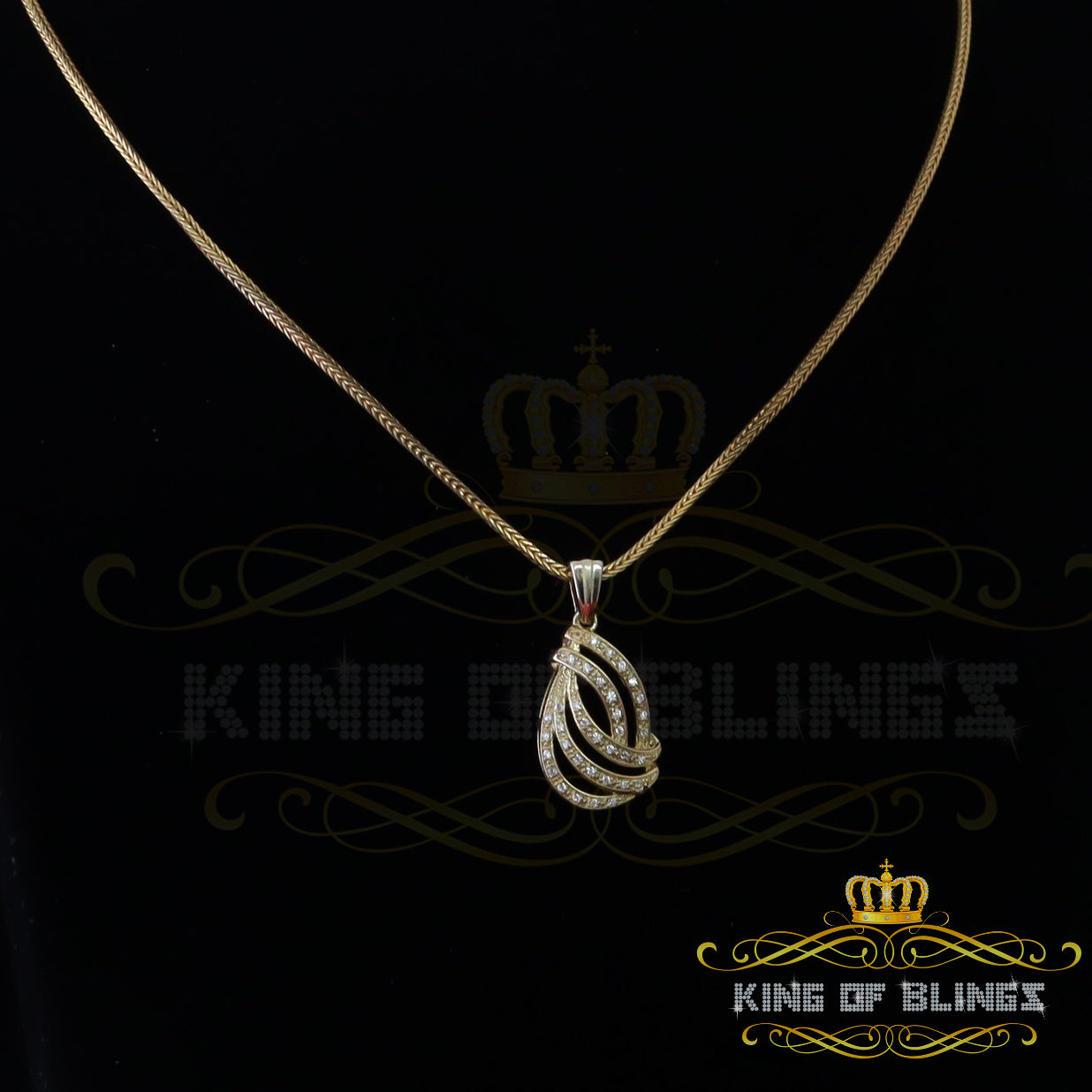 King Of Bling's Beautiful Yellow 925 Silver Pendant Charming FASHION Shape 0.28ct Cubic Zirconia