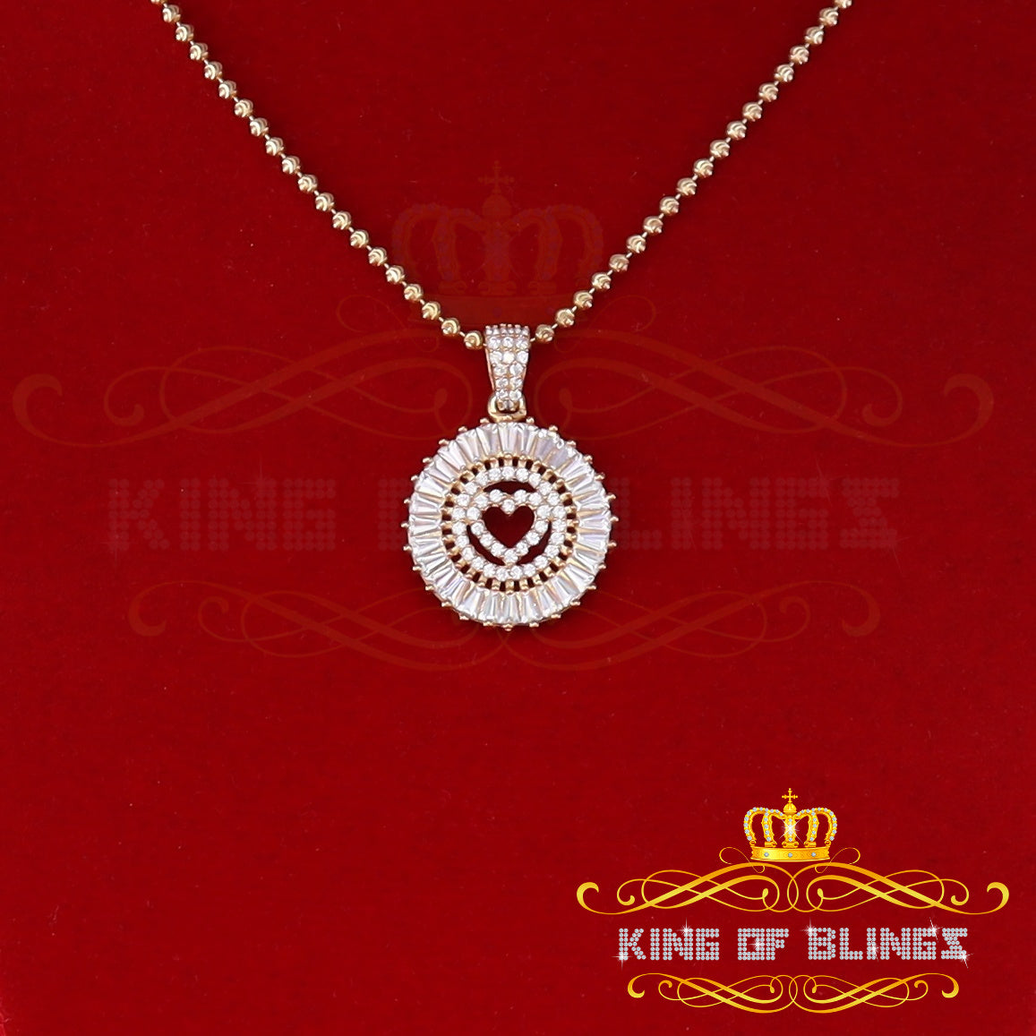King Of Bling's Yellow Buggett Sterling Silver HEART Shape Pendant with 2.04ct Cubic Zirconia