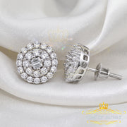 King of Bling's Aretes Para Hombre 925 White Silver 1.86ct Cubic Zirconia Round Women's Earrings KING OF BLINGS