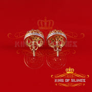 King of Blings-0.08ct Diamond 925 Sterling Yellow Silver for Men's & Womens Stud Crown Earrings KING OF BLINGS