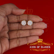 King of Blings-925 Sterling Silver Yellow 0.07ct Diamond For Men's & Women's Floral Earrings KING OF BLINGS