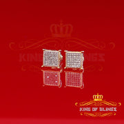 King of Blings-0.20ct Diamond Collection Yellow 925 Sterling Silver Women & Men Square Earrings KING OF BLINGS