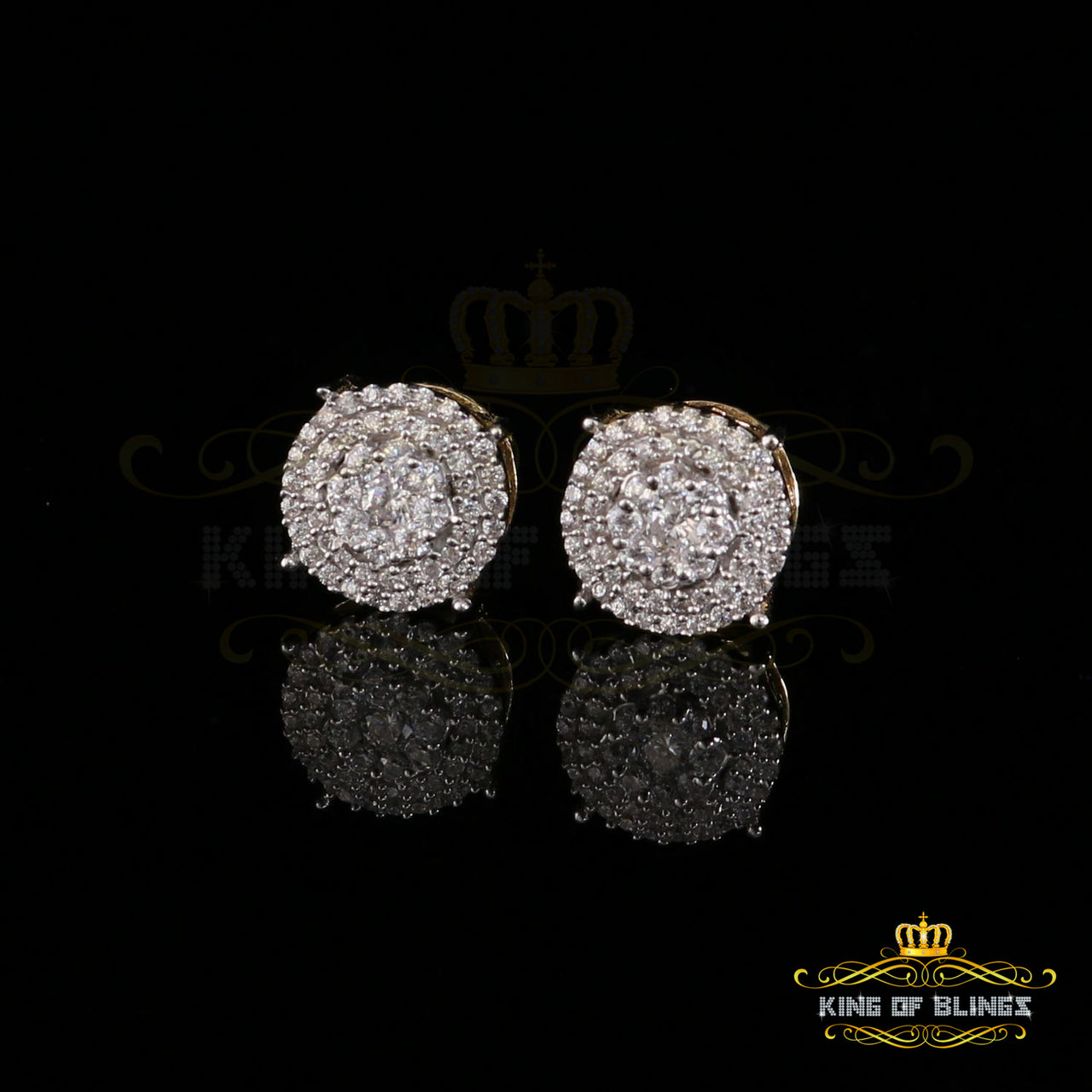 King of Blings- 925 White Silver Hip Hops 0.83ct Cubic Zirconia Women's & Men's Round Earrings