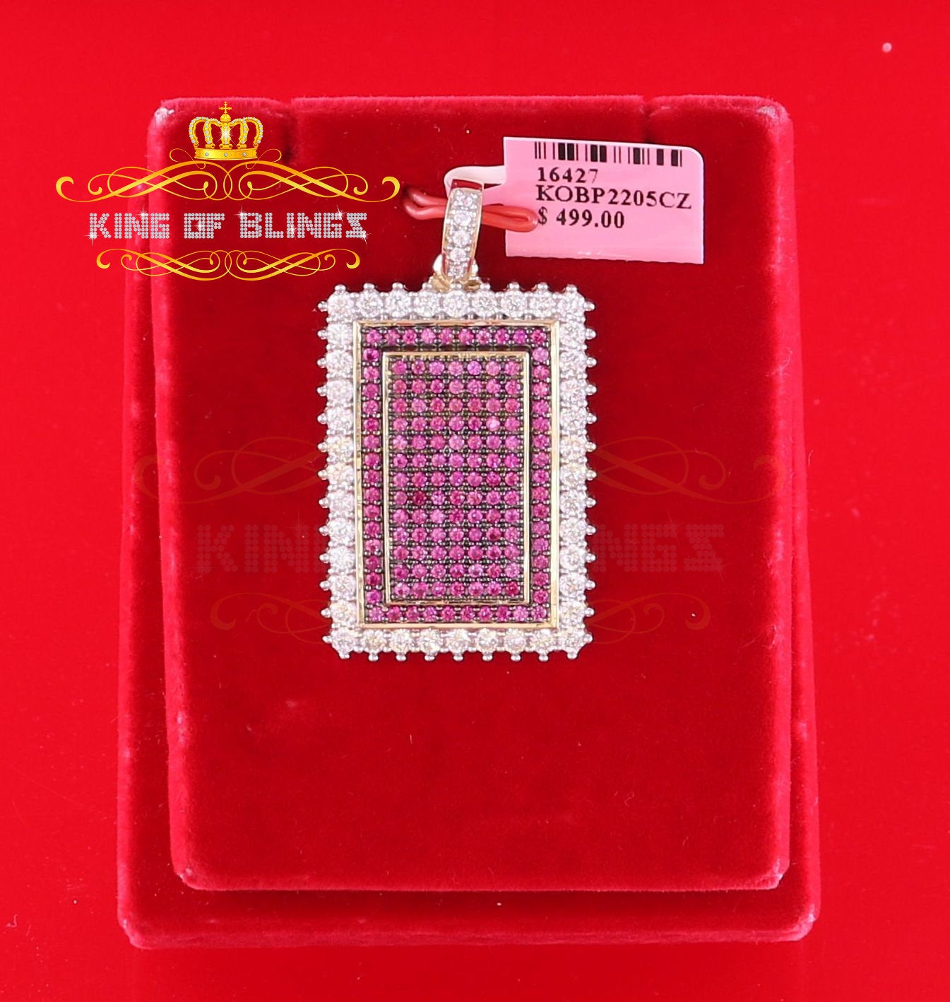 Yellow 925 Sterling Silver Shape Rectangle Pendant with