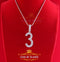 White 925 Sterling Silver Baguette Numeric '3 'Pendant 4.65ct Cubic Zirconia KING OF BLINGS