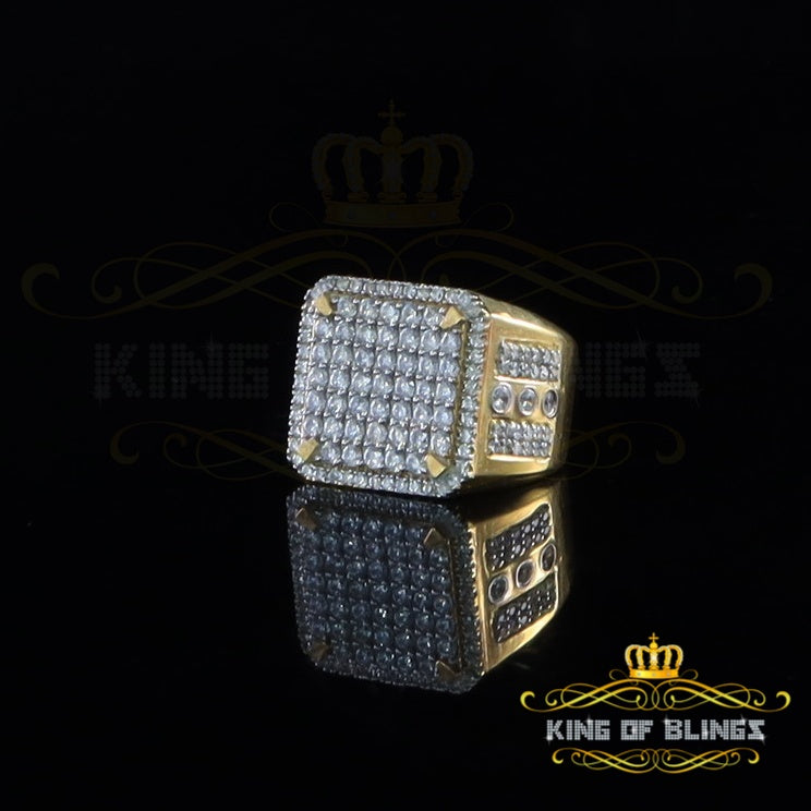King Of Bling's Big Look yellow Sterling Silver 4.90ct Cubic Zirconia Square Men's Ring SZ 9