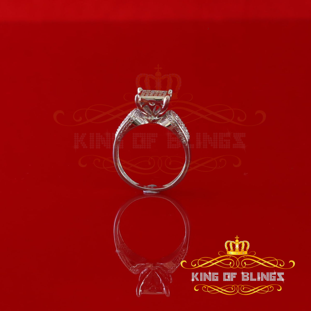 King Of Bling's Elongated 0.33 CT 925 Silver White Cinderella Womens Real Diamond Ring SZ 7 KING OF BLINGS