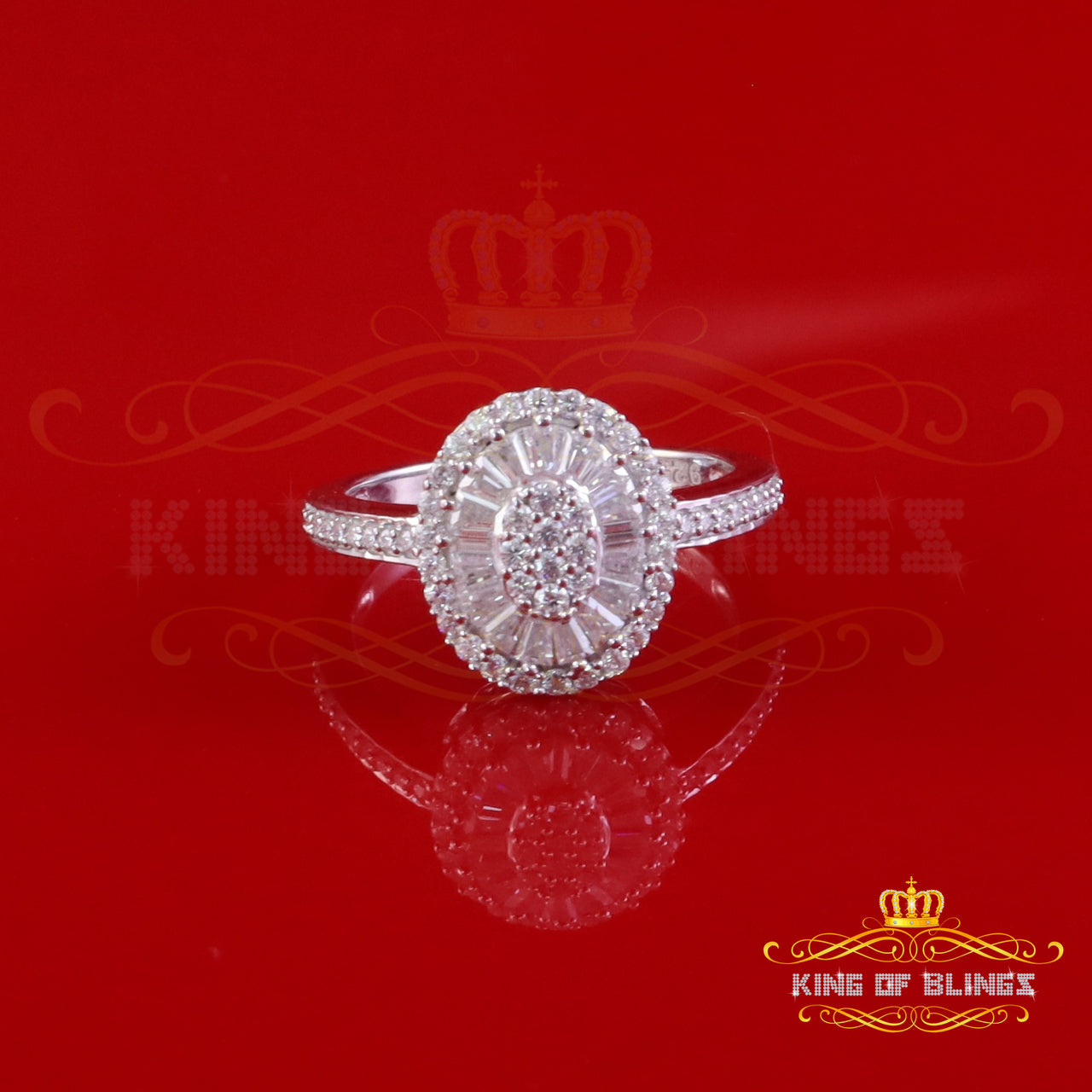 King of Bling's Men's/Womens 925 Silver White 1.00ct VVS 'D' Moissanite Oval Rings Size 7 King of Blings