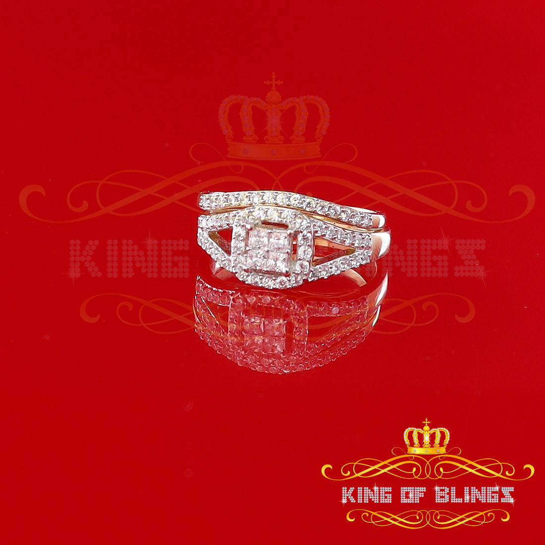 King Of Bling's 925 Sterling Yellow Silver Square 1.50ct Cubic Zirconia Womens Ring Size - 9 KING OF BLINGS