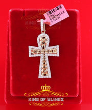 King of Bling's Yellow Sterling Silver Cross Pendant with 4.32ct Cubic Zirconia KING OF BLINGS