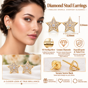 King Of Bling's 925 Sterling Silver Yellow 0.25ct Diamond For Women's / Men's Stud Star Earrings KING OF BLINGS