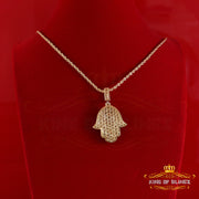 King Of Bling's Silver Yellow 2.50ct VVS D Moissanite Sterling Charm Hamsa Pendant Men's & Women KING OF BLINGS