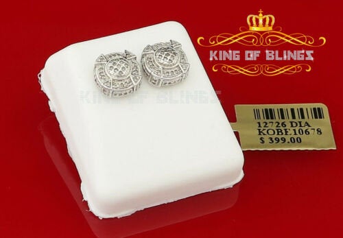 King of Bling's 925 Sterling White Silver 0.25ct Diamond For Women's/ Men's Circle Stud Earrings KING OF BLINGS