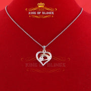 King Of Bling's White Silver 0.20ct Cubic Zirconia Heart MOTHER CARING Pendant for Mothers Day KING OF BLINGS