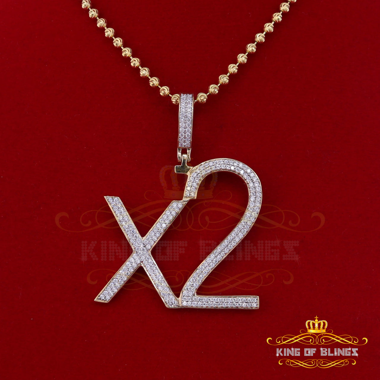 Promise Fancy Yellow 925 Sterling Silver X2 Shape Pendant 2.89ct Cubic Zirconia KING OF BLINGS