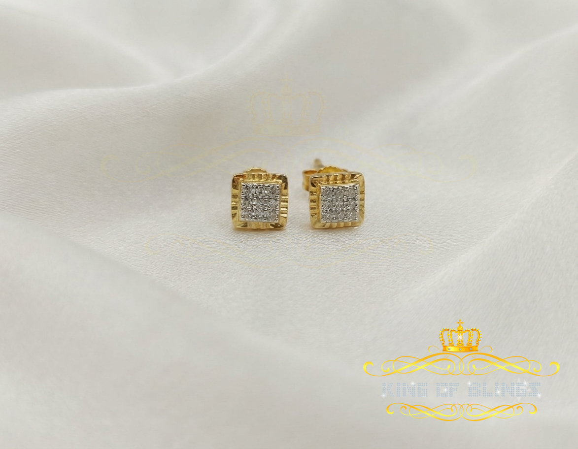 King of Blings-0.05ct Diamond For Yellow 925 Sterling Silver Men's & Women's Square Earrings KING OF BLINGS