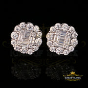 King of Blings White Silver 1.06ct Cubic Zirconia Round Floral Earrings Womens/Mens KING OF BLINGS