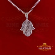 King Of Bling's 4.00ct VVS D Moissanite Baggutte Shape White Silver Hamsa Pendant Men & Women KING OF BLINGS