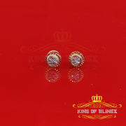 King of Blings-925 Sterling Silver 0.05ct Diamond For Women's Yellow Stud Round style Earrings KING OF BLINGS