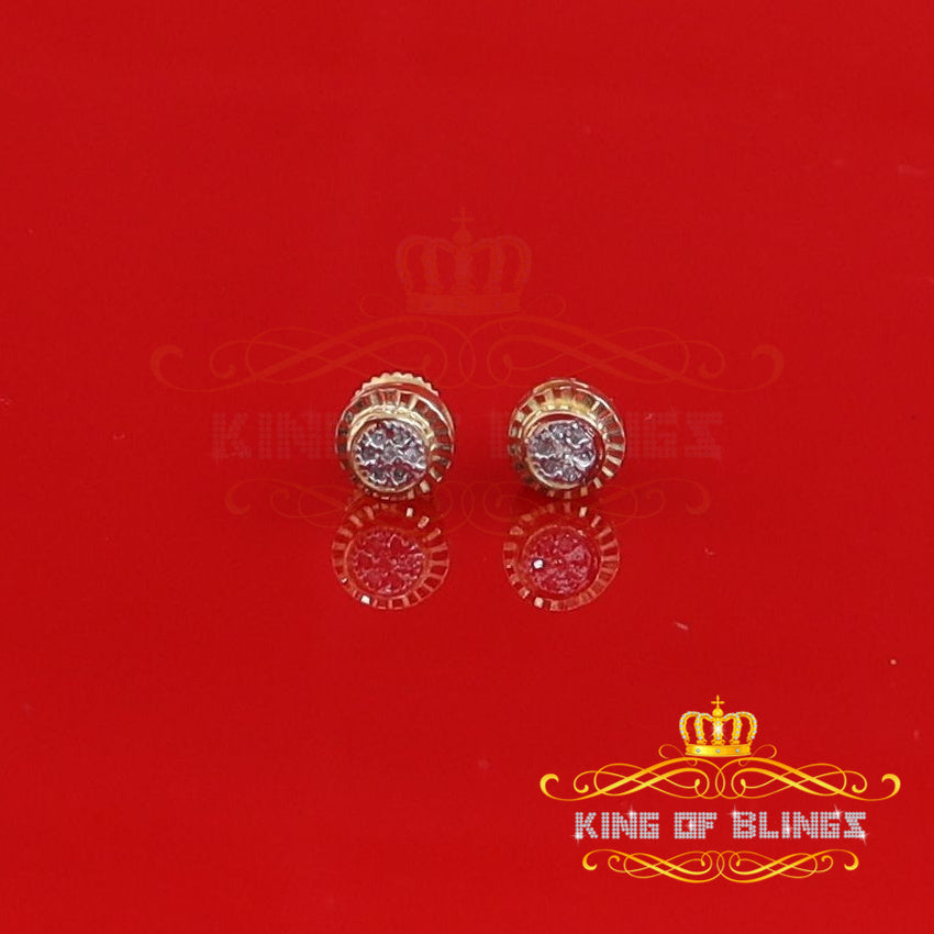 King of Blings-925 Sterling Silver 0.05ct Diamond For Women's Yellow Stud Round style Earrings KING OF BLINGS