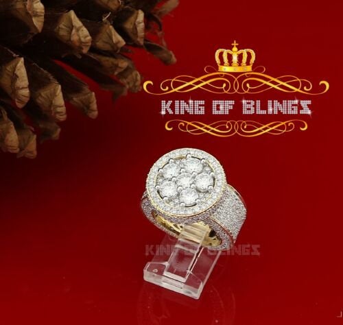 King Of Bling's Yellow 925 Sterling Silver 14.00ct Round Cubic Zirconia Men's Ring Size 8.5 KING OF BLINGS