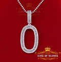 White Sterling Silver Baguette Numberic Digit '0' Pendant 4.78ct Cubic Zirconia KING OF BLINGS
