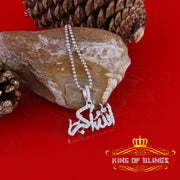 King Of Bling's White 925 Sterling Silver with Allah-hu-Akbar Pendant 5.70ct Moissanite KING OF BLINGS