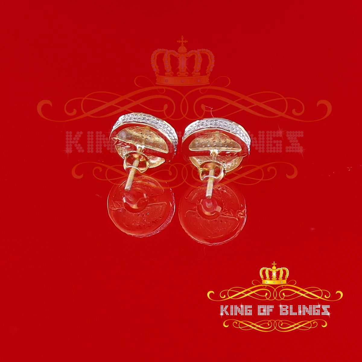 King Of Bling's 925 Sterling Yellow Silver 0.33ct Diamond Men & Women Face with tear joy Earring KING OF BLINGS
