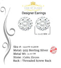 King of Blings- Aretes Para Hombre 925 White Silver 2.53ct Cubic Zirconia Round Women's Earring KING OF BLINGS