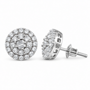 King of Bling's Aretes Para Hombre 925 White Silver 1.86ct Cubic Zirconia Round Women's Earrings KING OF BLINGS