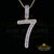 Yellow Sterling Silver Baguette Numeric Number '7'Pendant 3.66ct Cubic Zirconia KING OF BLINGS