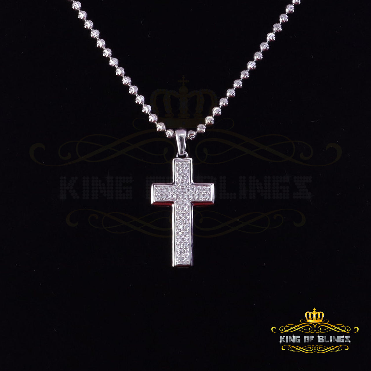 King Of Bling's Special White 925 Sterling Silver CROSS Shape Pendant with 0.48ct Cubic Zirconia