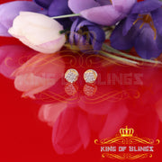 0.10ct Diamond 925 Sterling Silver Yellow For Men's & Women's Stud Round Earring KING OF BLINGS
