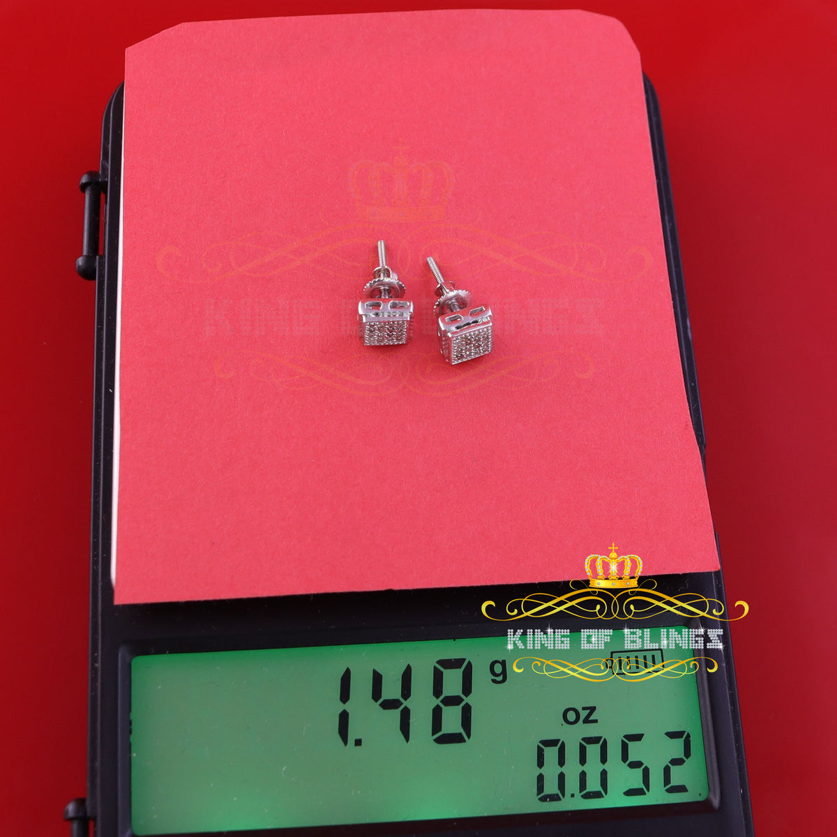 King Of Bling's 925 Sterling Silver 0.10ct Small Diamond For Women's & Men's White Stud Earring KING OF BLINGS