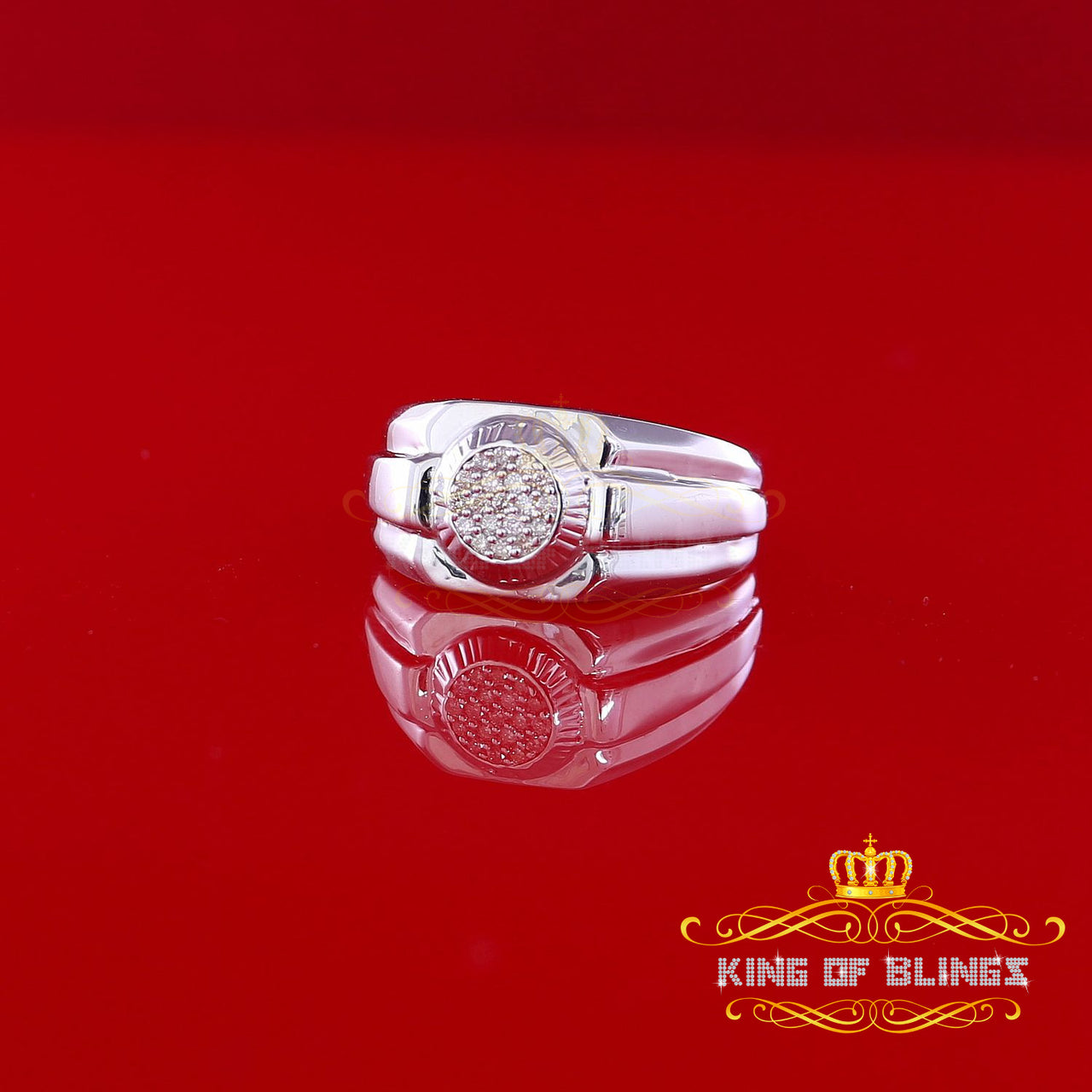 King Of Bling's 925 Sterling Silver White Metal with 0.25CT Real Diamond Wide Men's Ring SZ 11