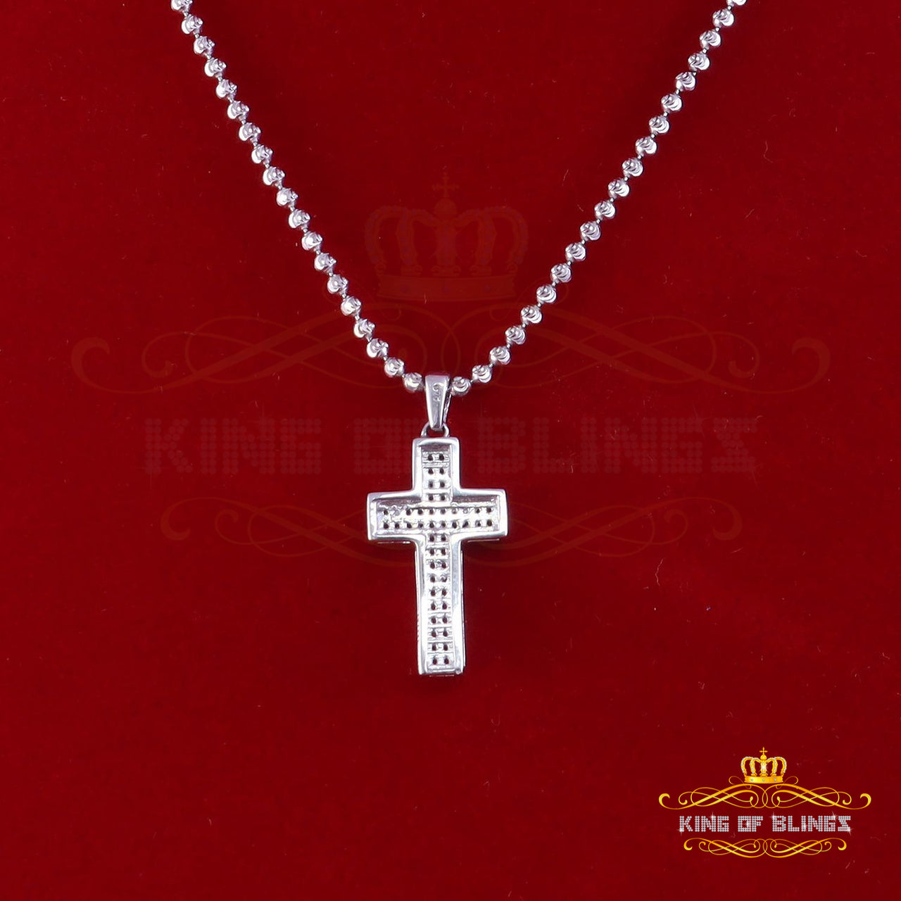 King Of Bling's Special White 925 Sterling Silver CROSS Shape Pendant with 0.48ct Cubic Zirconia