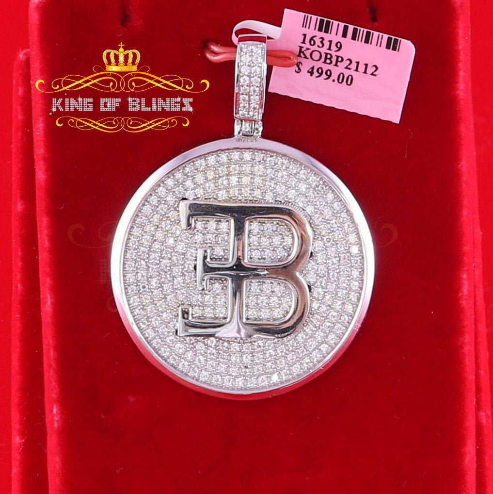 Create Your Own Custom Design in 925 Sterling Silver 1.50inch "B" Letter Pendant with Cubic Zirconia Stone KING OF BLINGS