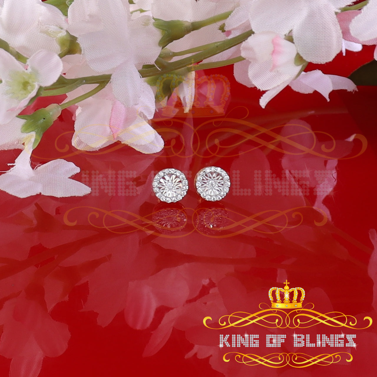 King of Bling's 925 Yellow Silver 1.28ct Cubic ZirconiaFashion Women's/ Men's Round Earrings KING OF BLINGS
