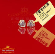 King of Blings-Aretes Para Hombre Heart 925 Yellow Silver 0.05ct Diamond Women & Men Earring KING OF BLINGS