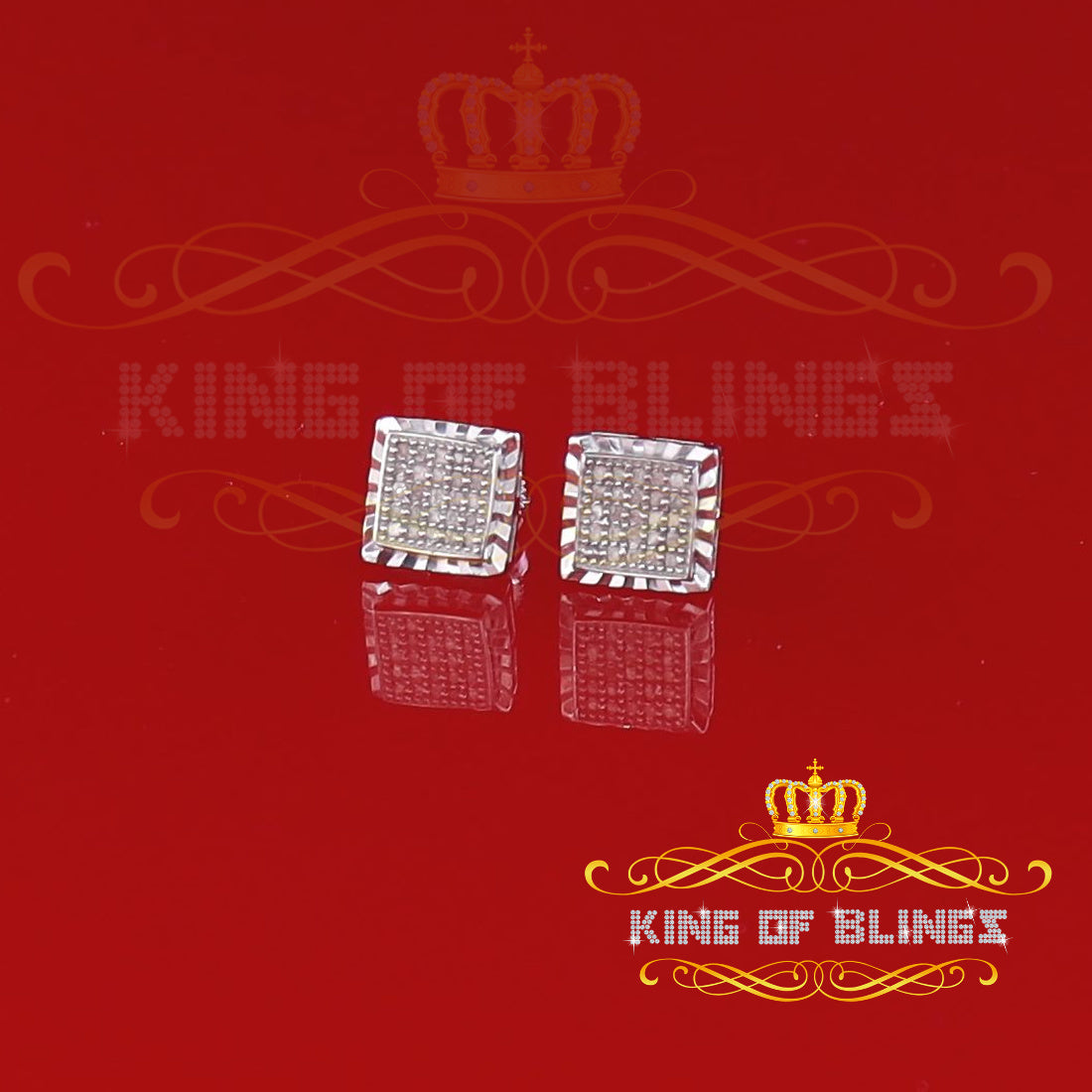 King Of Bling's 925 Sterling Silver 0.15ct Real Diamond For Women's & Men's White Stud Earrings