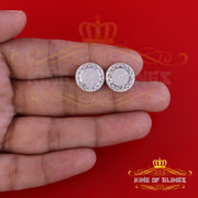 King of Blings- 925 White Sterling Silver 0.78ct Cubic Zirconia Hip Hop Round Earring for Women KING OF BLINGS