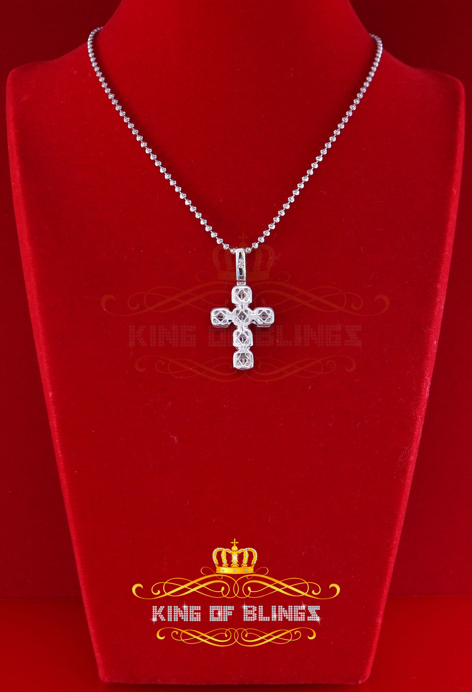 Fancy White 925 Sterling Silver CROSS Shape Pendant with 1.34ct Cubic Zirconia KING OF BLINGS