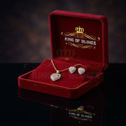 King of Bling's 925Yellow Silver 0.50CT Diamond Double-Layer Concentric Heart Pendant&EarringSet King of Blings