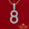 White 925 Sterling Silver Baguette Numerical '8' Pendant 5.32ct Cubic Zirconia KING OF BLINGS