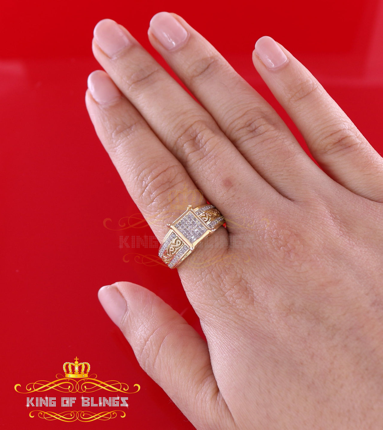 Sterling Yellow Silver 0.50 CT Real Diamond Fashion & Shine Womens Ring Size 8 KING OF BLINGS
